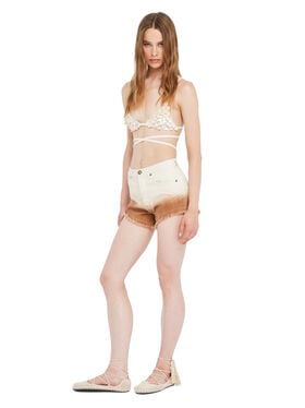 Alanui Shades Of Eden Denim Shorts Raw Denim-Red Earth