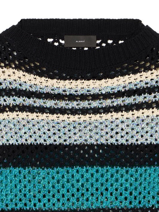 Alanui Ocean Stripes Sweater Black-Teal LWHE080R26KNI001