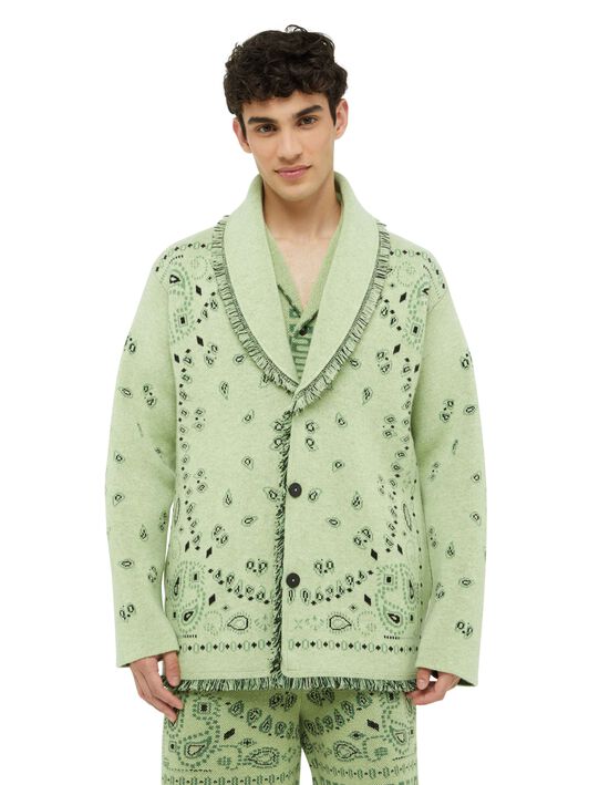 Alanui Bandana Jacquard Cardigan Jade-Multicolor LMHB039R24KNI001