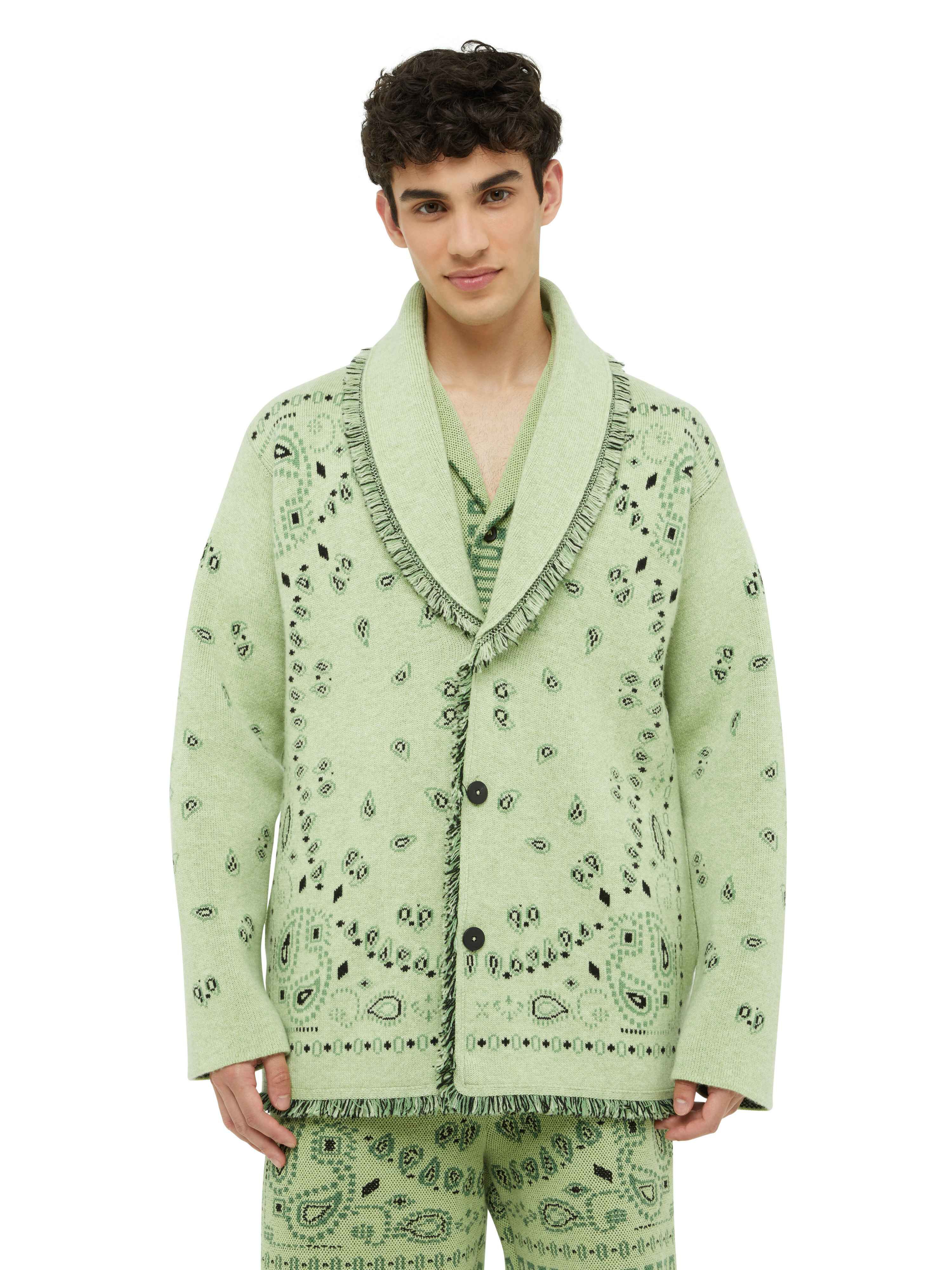 Alanui Bandana Jacquard Cardigan Jade-Multicolor LMHB039R24KNI001