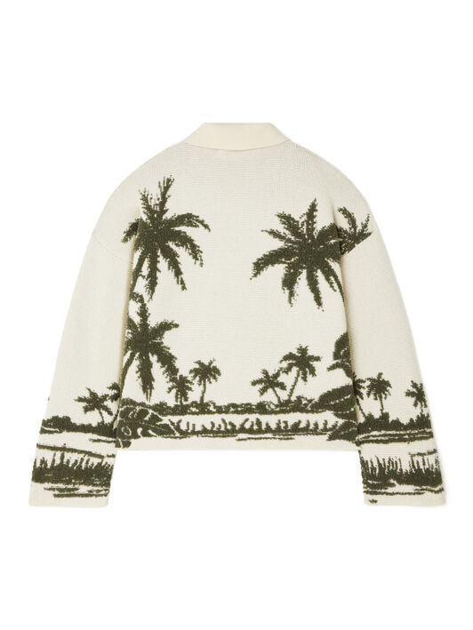 Alanui Palm Grove Tales Polo Ivory-Olive LWHV002E25KNI002 Alanui Palm Grove Tales Polo Ivory-Olive LWHV002E25KNI002