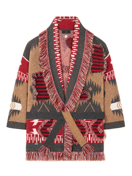 Alanui Grunge Anthem Cardigan Camel-Iron LWHB064E25KNI00A