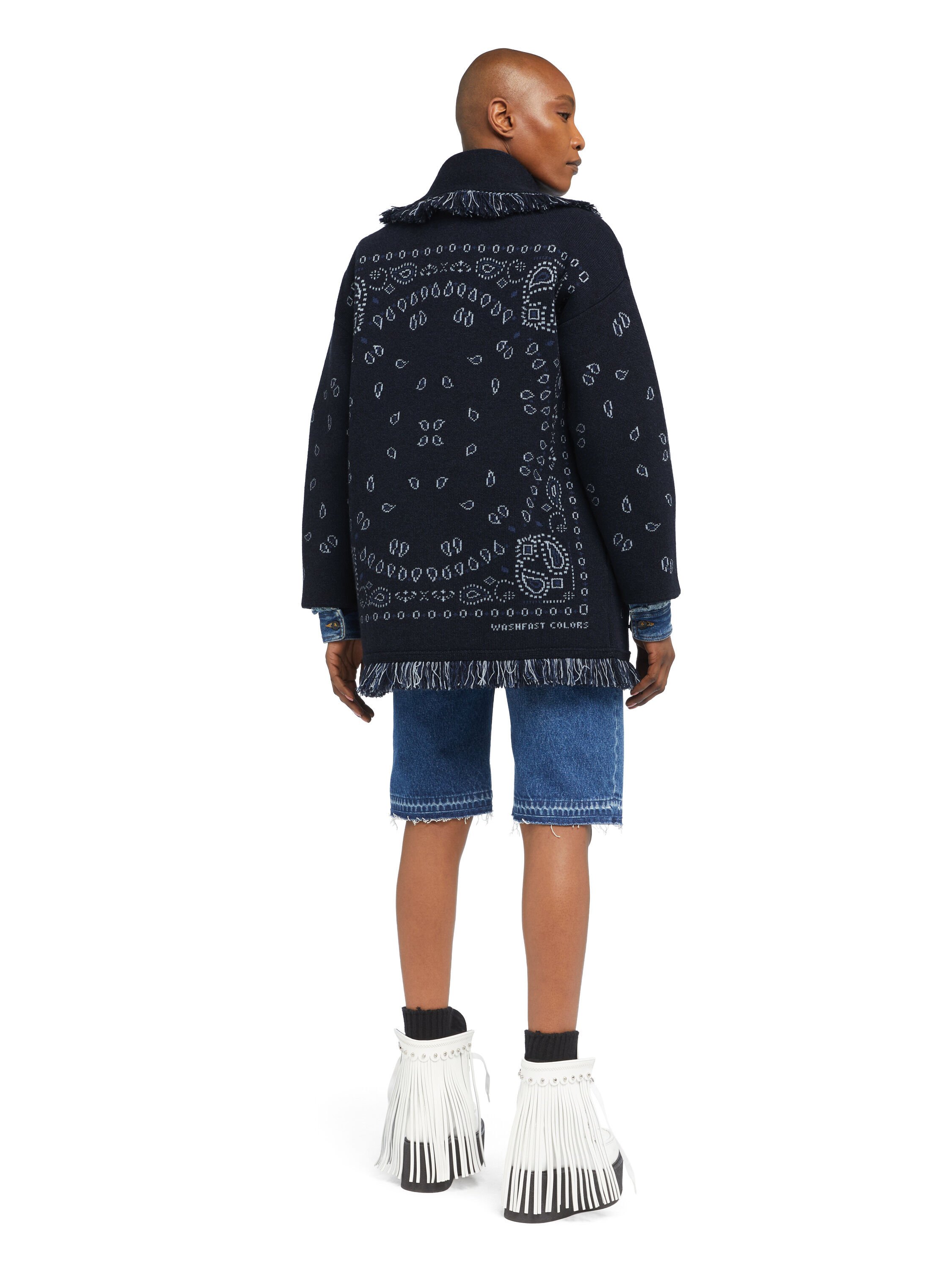 Alanui Bandana Jacquard Cardigan Midnight Blue-Multicolor LWHB064E25KNI001