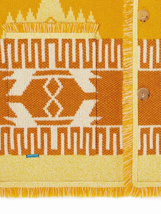 Alanui Icon Jacquard Cardigan Curcuma-Gold LMHB038R24KNI001