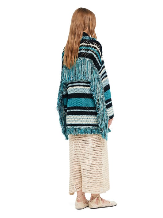 Alanui Ocean Stripes Cardigan Black-Teal LWHB064R26KNI012