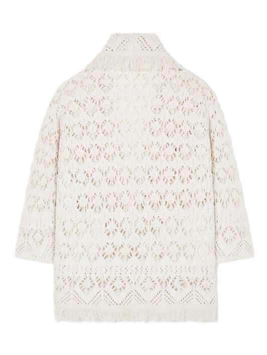 Alanui Lagoon Romance Cardigan White Pearl LWHB064R26KNI024 Alanui Lagoon Romance Cardigan White Pearl LWHB064R26KNI024