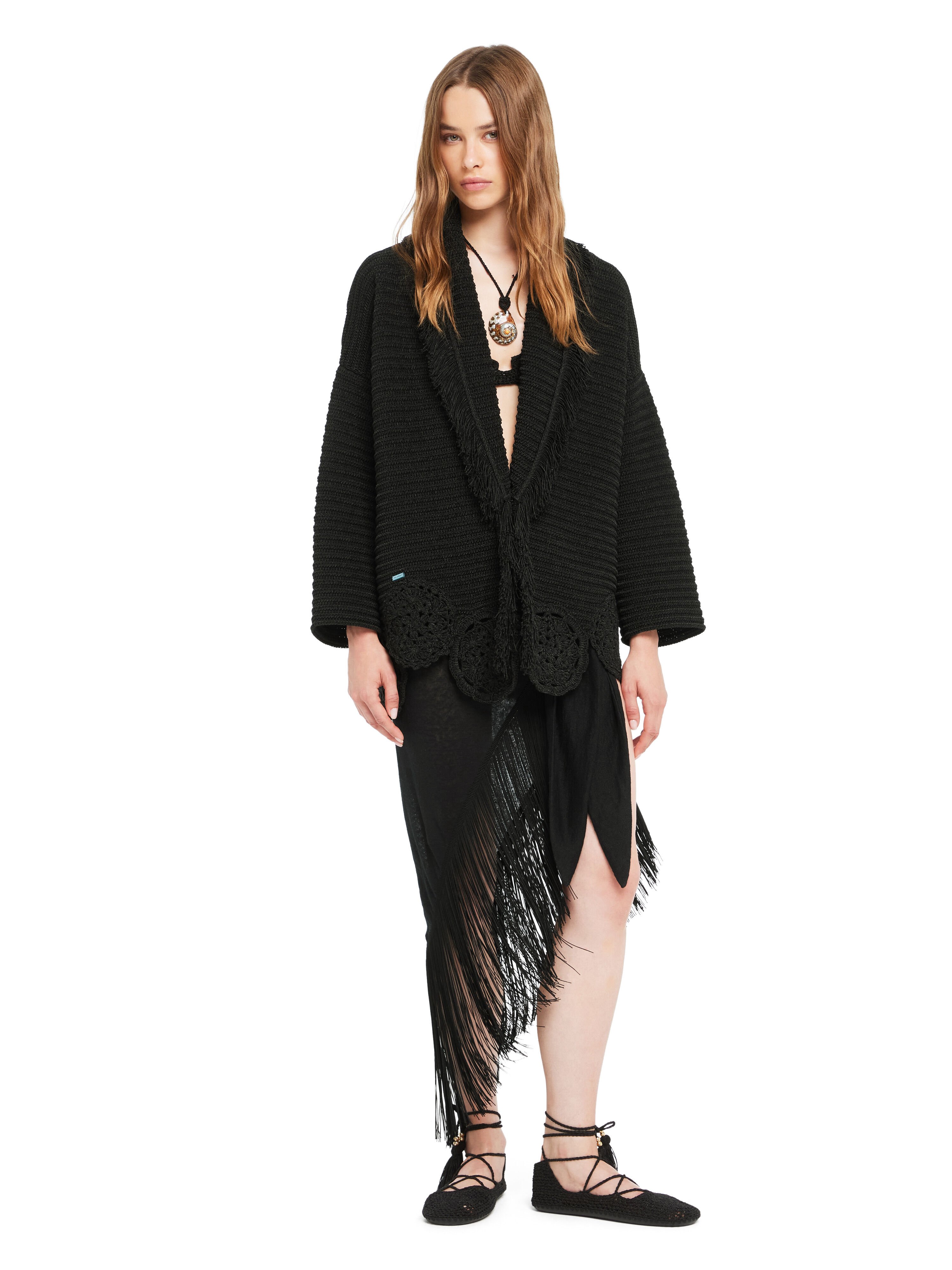 Alanui Island Memories Cardigan Black LWHB064R26KNI011 Alanui Island Memories Cardigan Black LWHB064R26KNI011