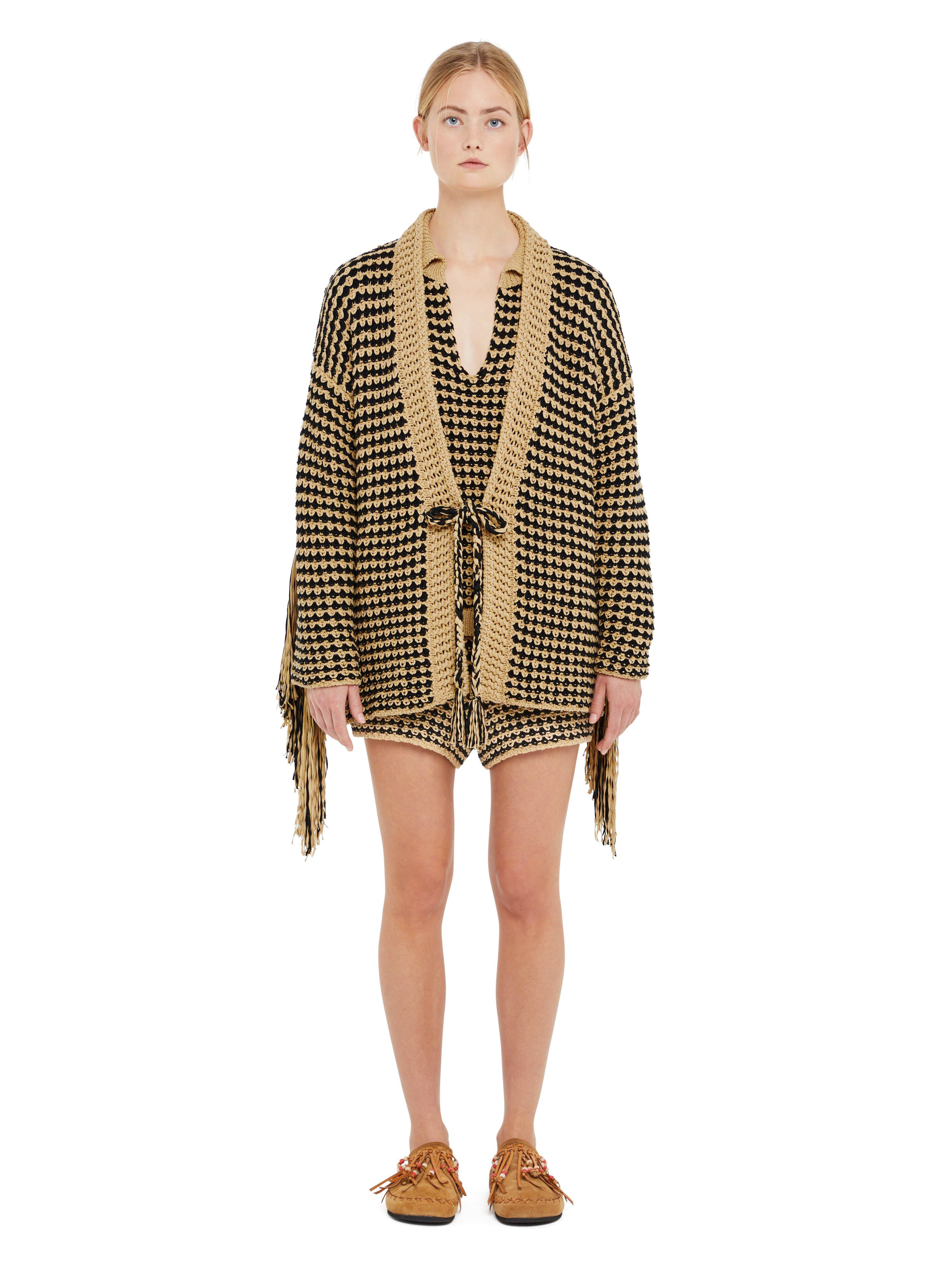 Alanui Tropical Shadow Cardigan Sand-Black LWHB081R25KNI001