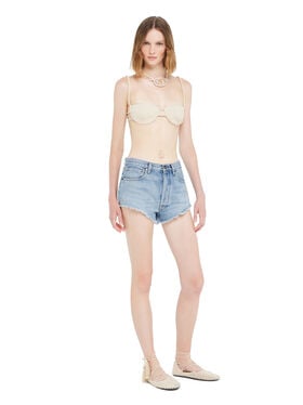 Alanui Island’s Diary Denim Shorts Light Wash Denim
