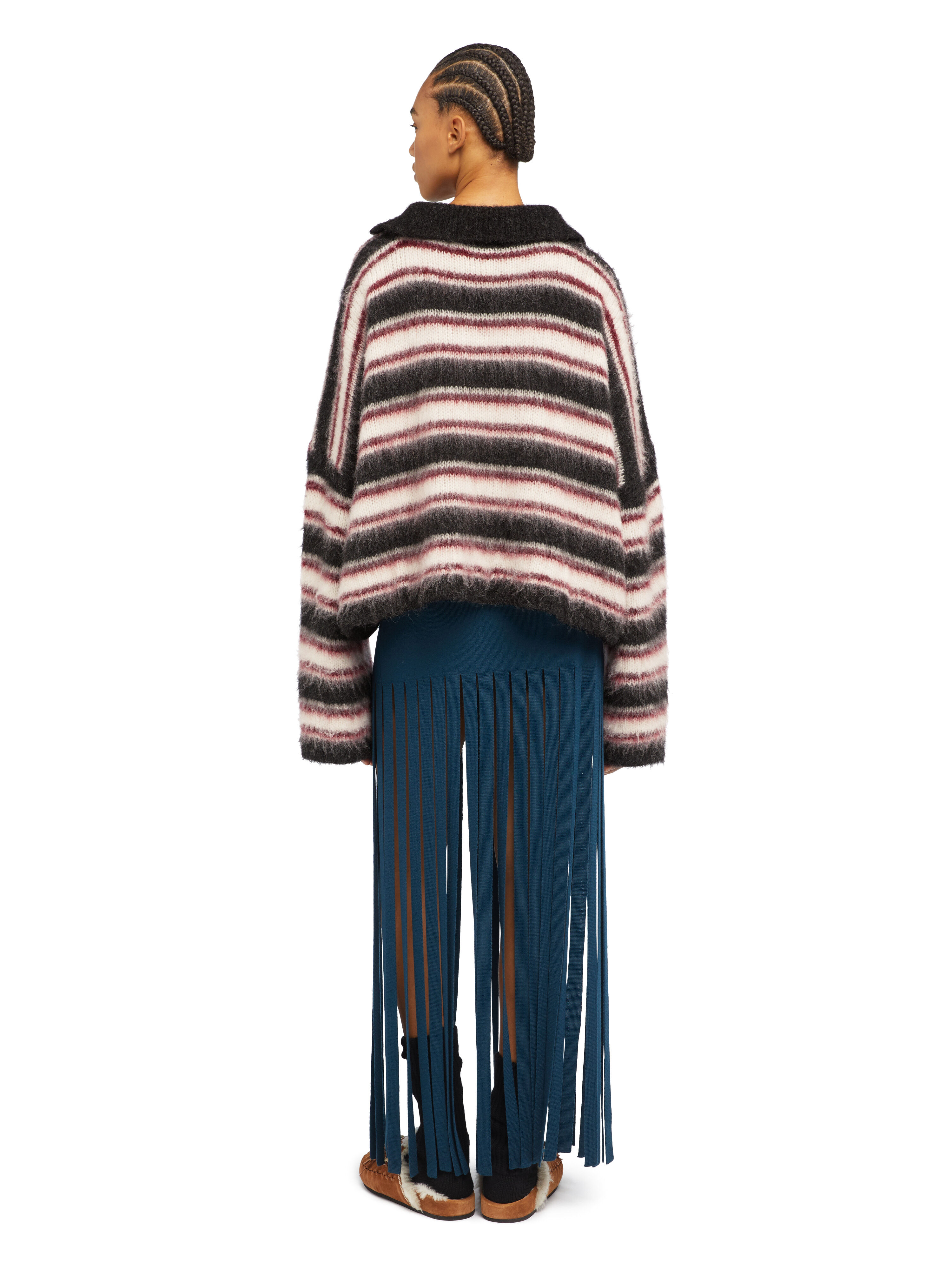Alanui Grunge Stripes Polo Charcoal-Ruby LWHV007E25KNI001