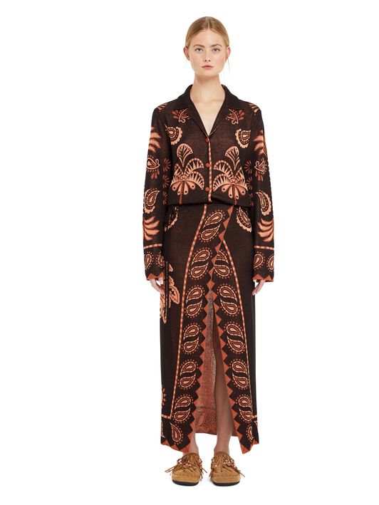Alanui Wild Wonder Foulard Skirt Black-Terracotta LWHL02AR25KNI001