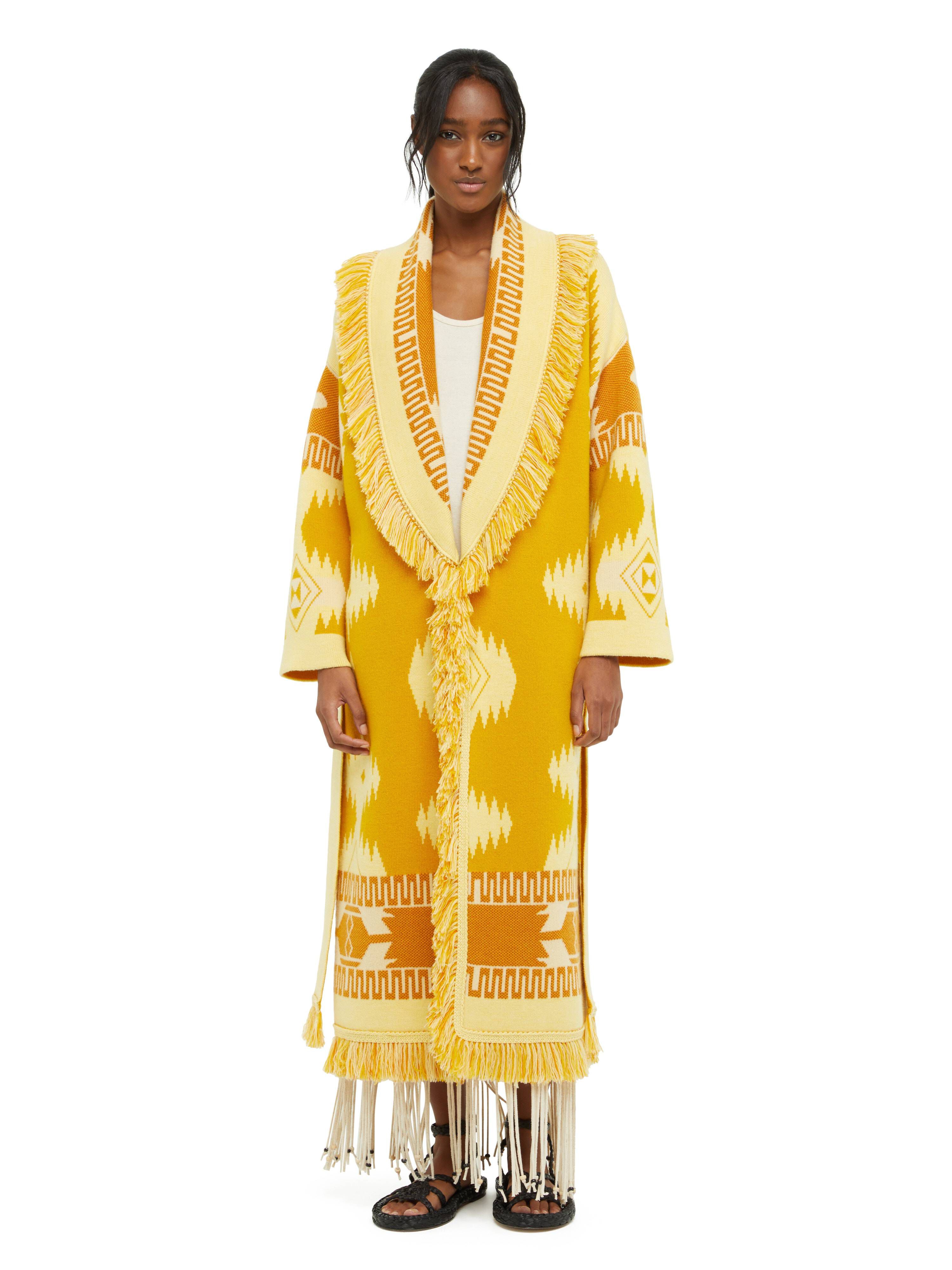 Alanui Icon Jacquard Coat Curcuma-Gold LWHQ003R24KNI001