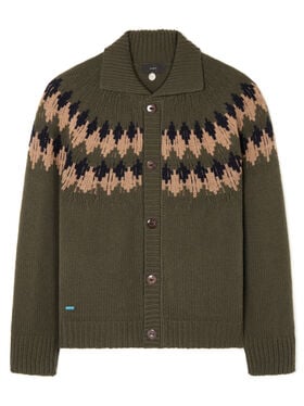 Alanui Sweet Winter Cardigan Olive-Camel LMHQ005E25KNI002