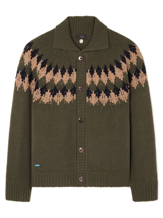 Alanui Sweet Winter Cardigan Olive-Camel LMHQ005E25KNI002
