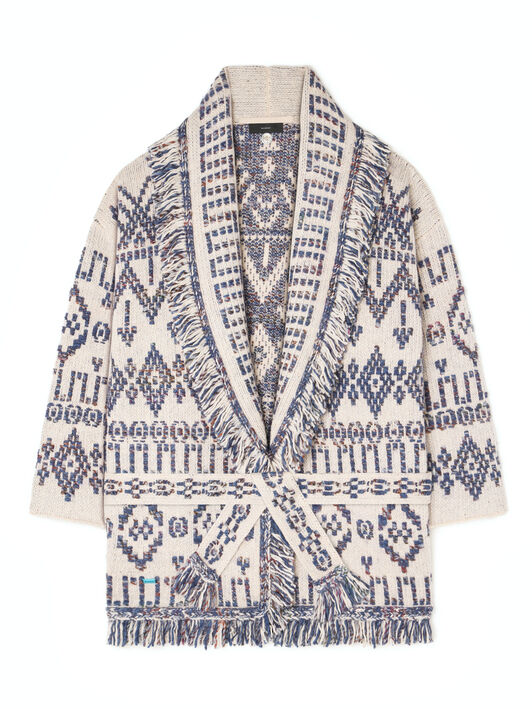 Alanui Grunge Beat Cardigan Chalk-Denim LWHB064E25KNI005