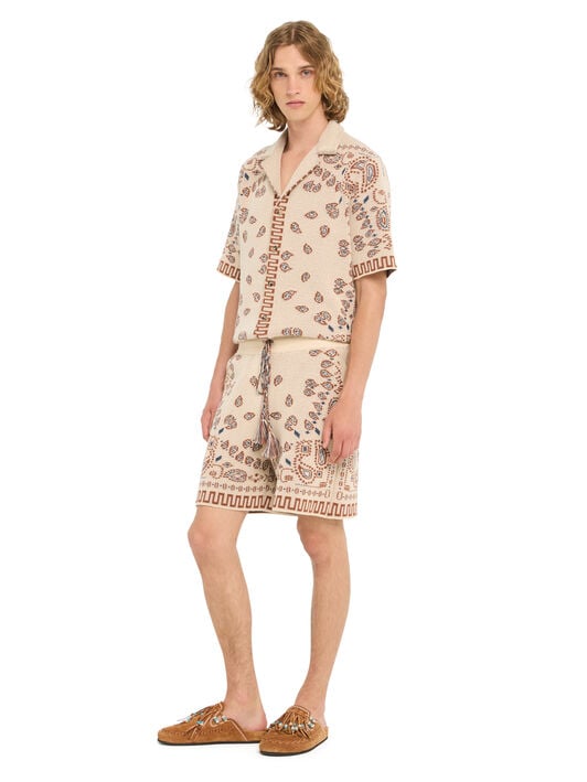 Alanui Cotton Piquet Bandana Bermuda Sand-Red Earth LMHM003R26KNI002 Alanui Cotton Piquet Bandana Bermuda Sand-Red Earth LMHM003R26KNI002