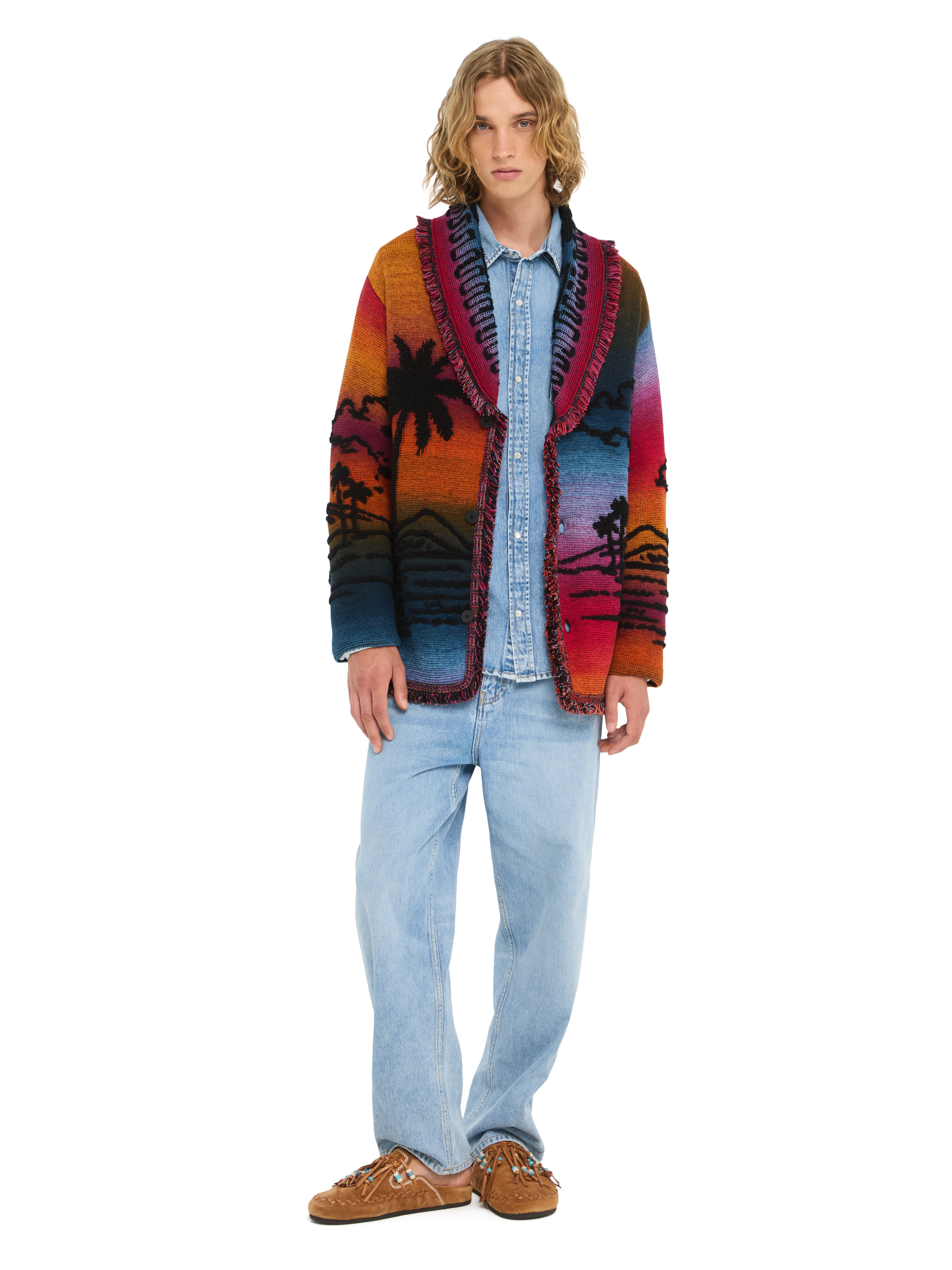 Alanui Sunset Stories Cardigan Black-Multicolor LMHB039R26KNI002 Alanui Sunset Stories Cardigan Black-Multicolor LMHB039R26KNI002
