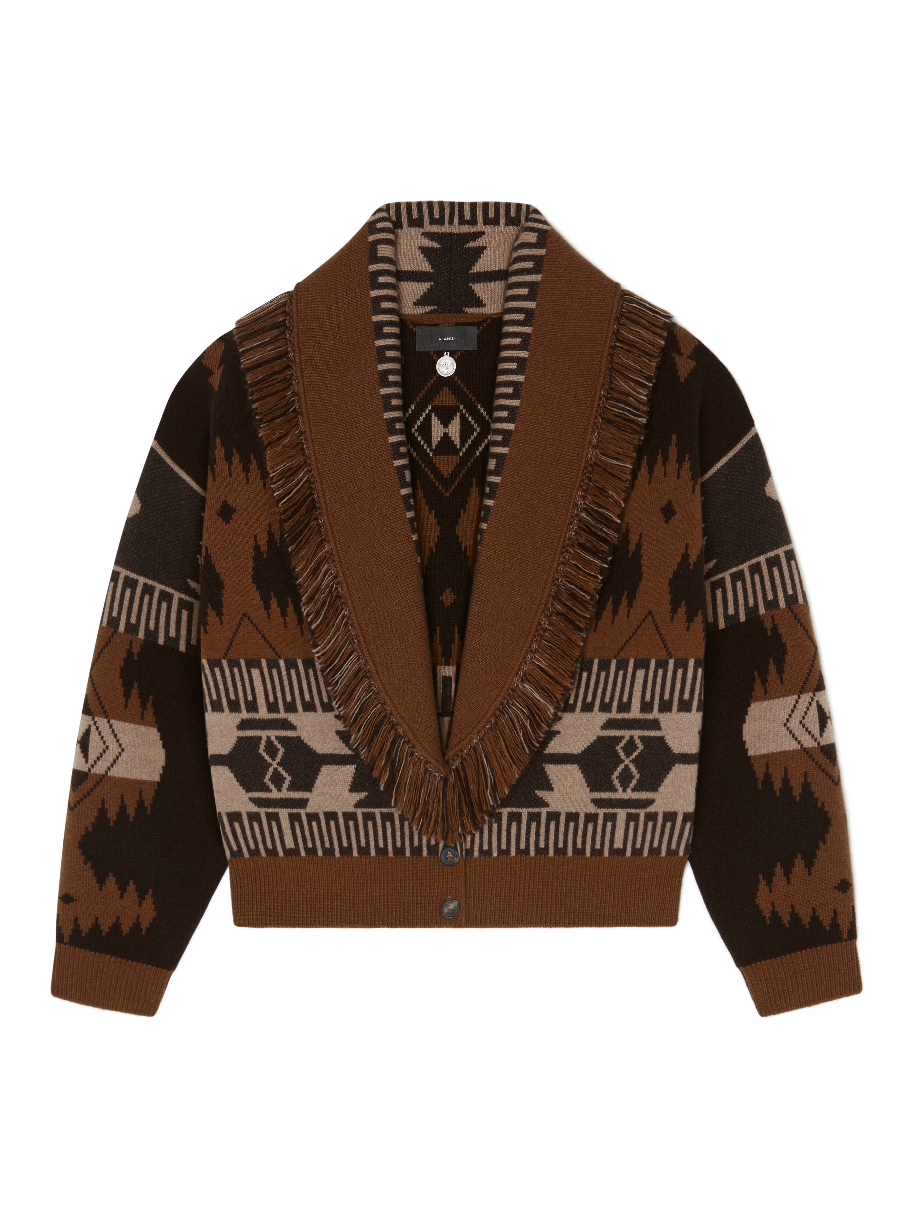 Alanui Icon Jacquard Cardi-Bomber Coffee-Dakar LWHB026E24KNI002