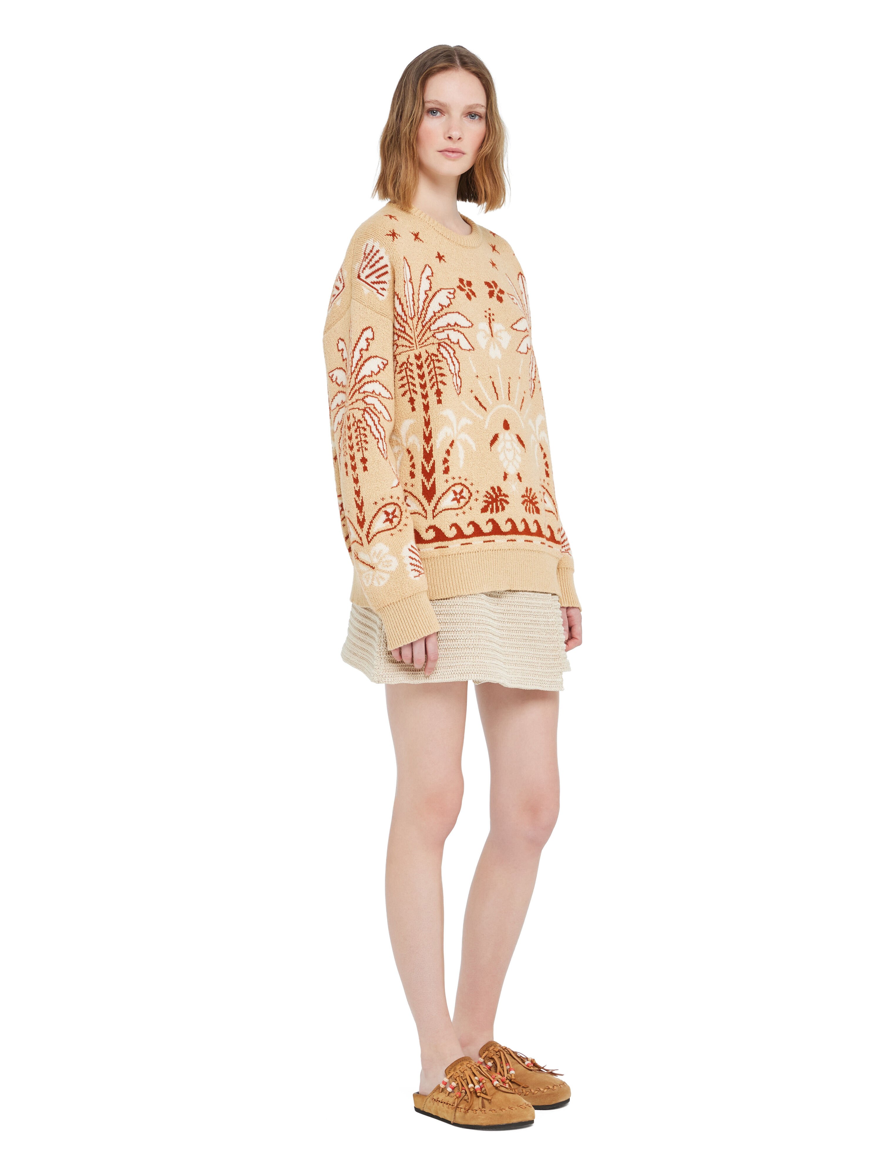 Alanui Echoes Of The Island Sweater Pink Sand-Chalk LWHE068R26KNI001