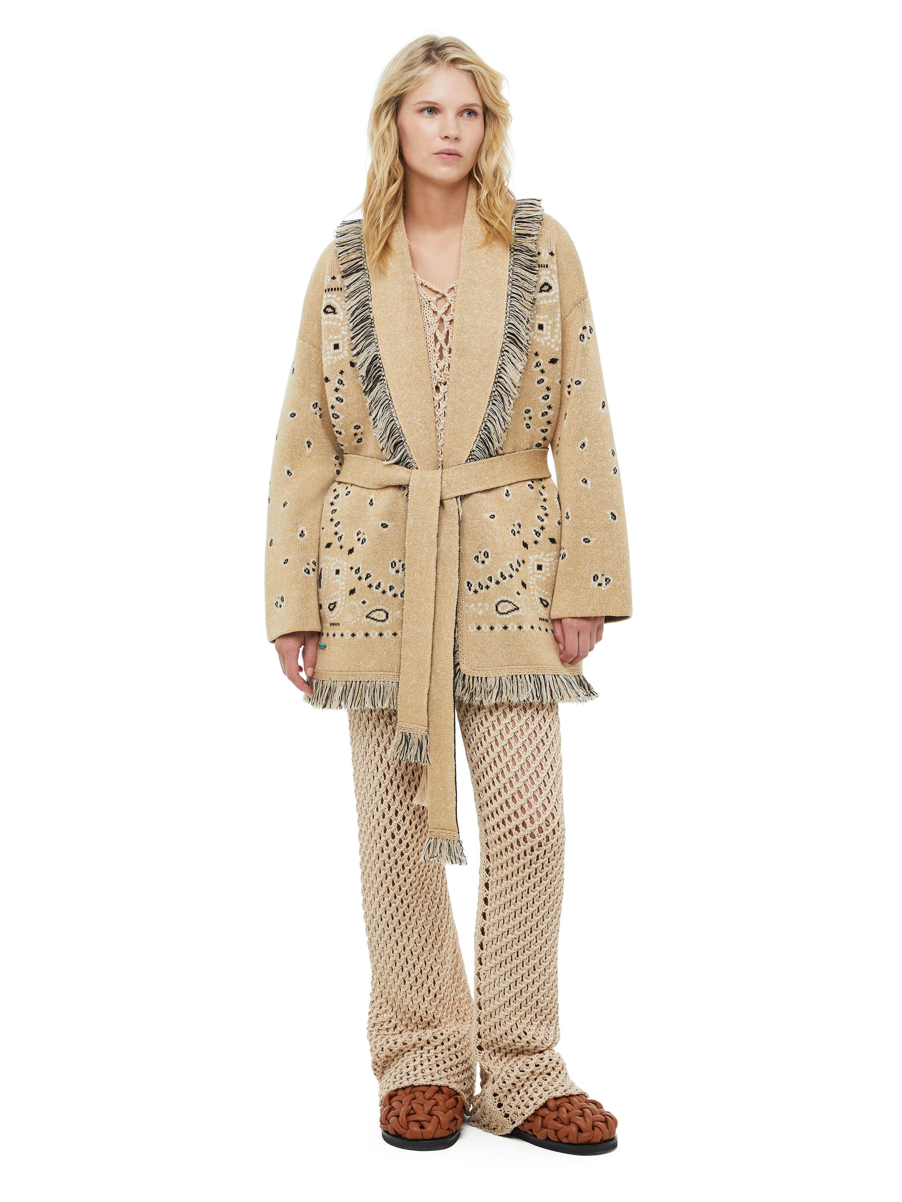 Alanui Bandana Jacquard Cardigan Honeycomb-Multicolor LWHB064S23KNI007