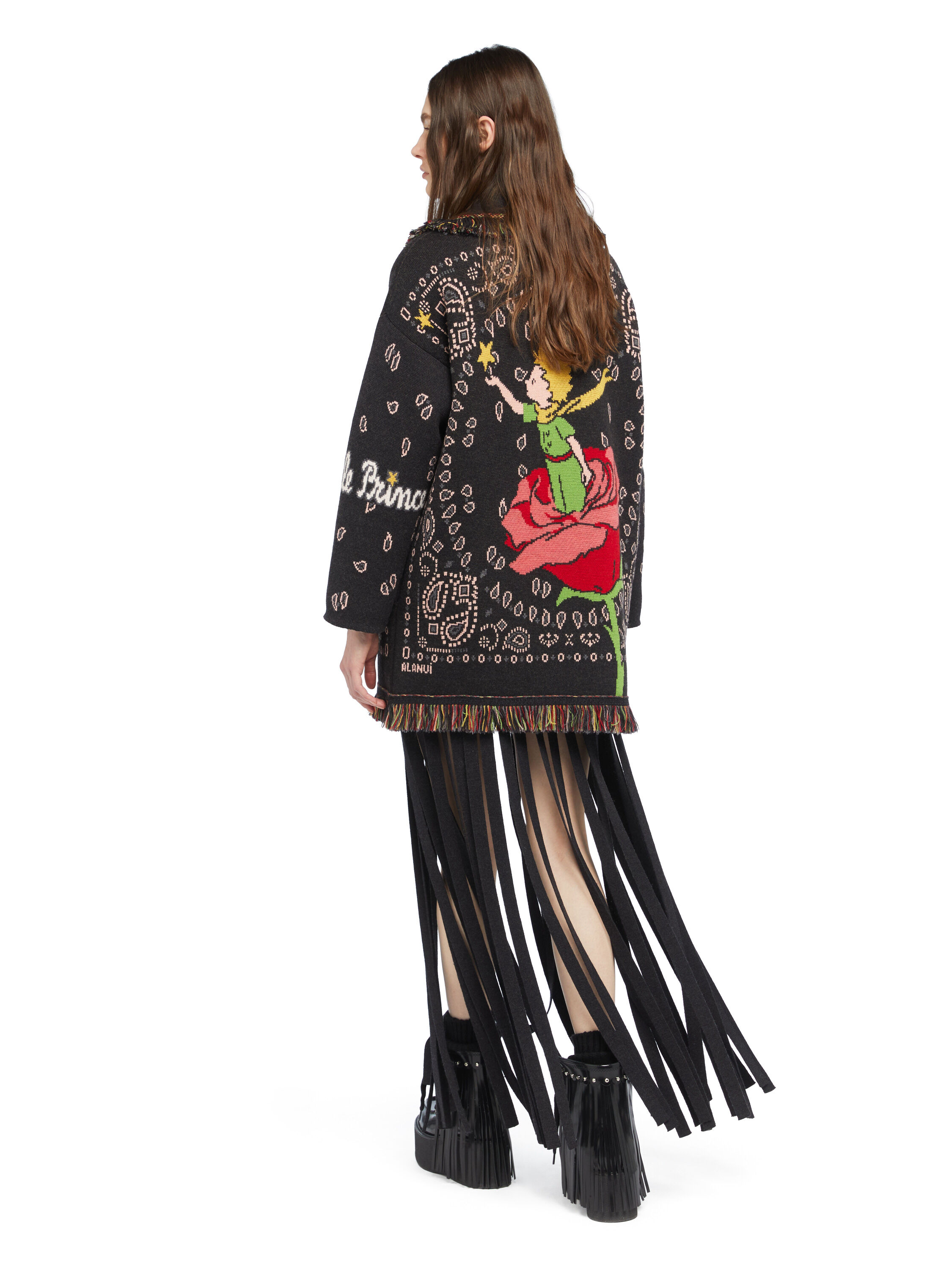 Alanui Collab The Little Prince Cardigan Charcoal LWHB064E25KNI00G