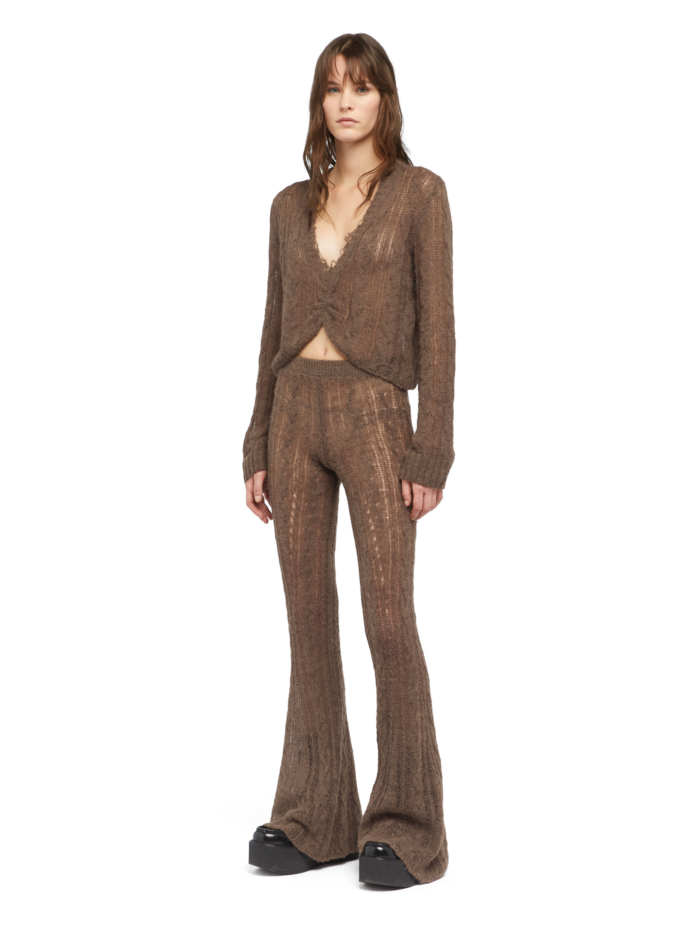 Alanui Desert Drift V Neck Dark Dust LWHD001E25KNI001