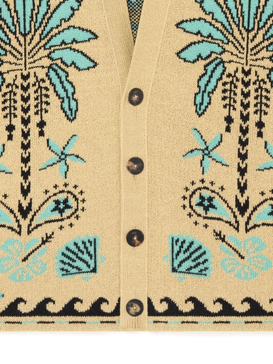 Alanui Echoes Of The Island Cardigan Sand-Parrot LMHB027R26KNI001 Alanui Echoes Of The Island Cardigan Sand-Parrot LMHB027R26KNI001