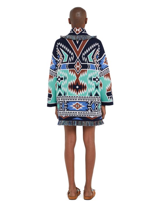 Alanui Geometric Roots Cardigan Turquoise-Deep Blue LWHB064R25KNI00G