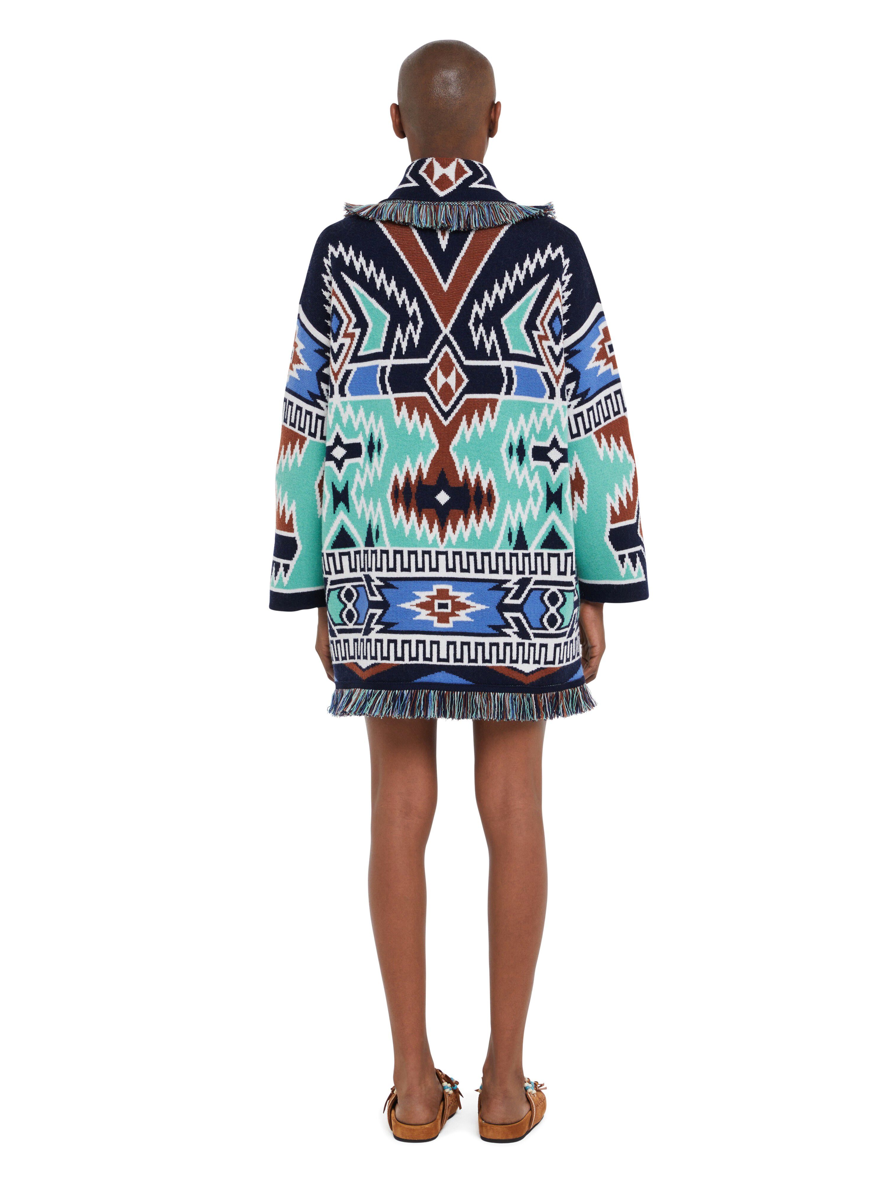 Alanui Geometric Roots Cardigan Turquoise-Deep Blue LWHB064R25KNI00G