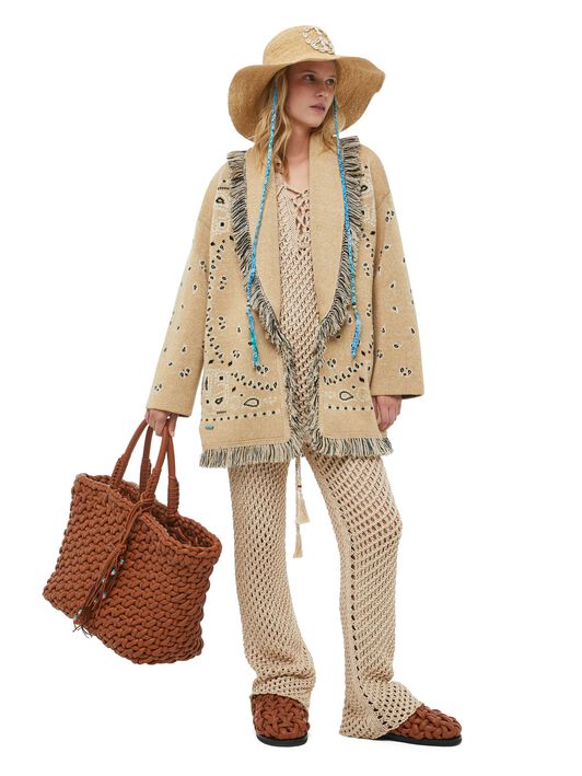 Alanui Bandana Jacquard Cardigan Honeycomb-Multicolor LWHB064S23KNI007