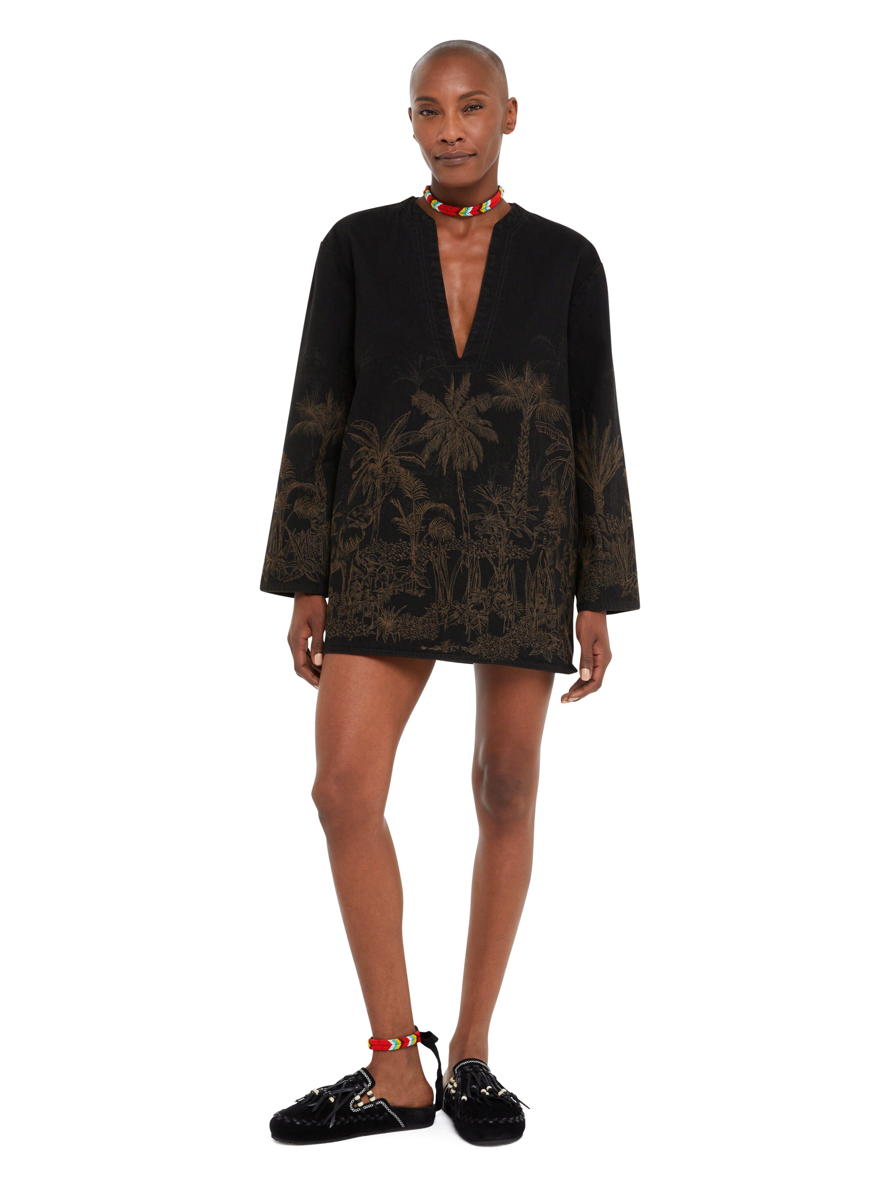 Alanui Jungle Toile De Jouy Denim Chemisier Black-Almond LWYM007R25DEN001