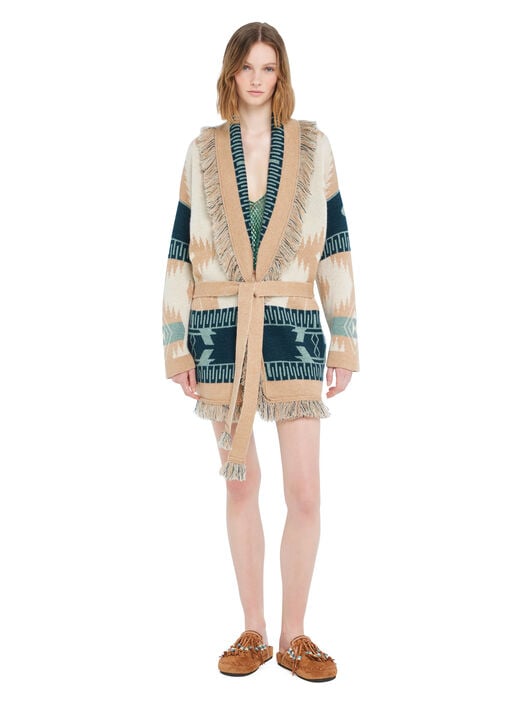 Alanui Icon Jacquard Cardigan Chalk-Sand LWHB064R26KNI026