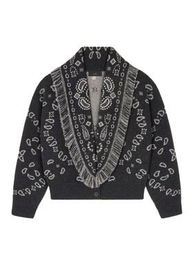 Alanui Bandana Jacquard Cardi-Bomber Charcoal-Multicolor