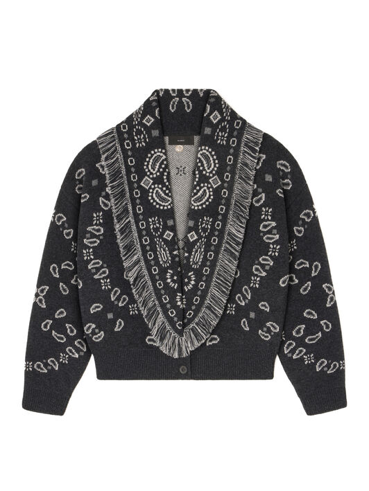 Alanui Bandana Jacquard Cardi-Bomber Charcoal-Multicolor LWHB026E25KNI001