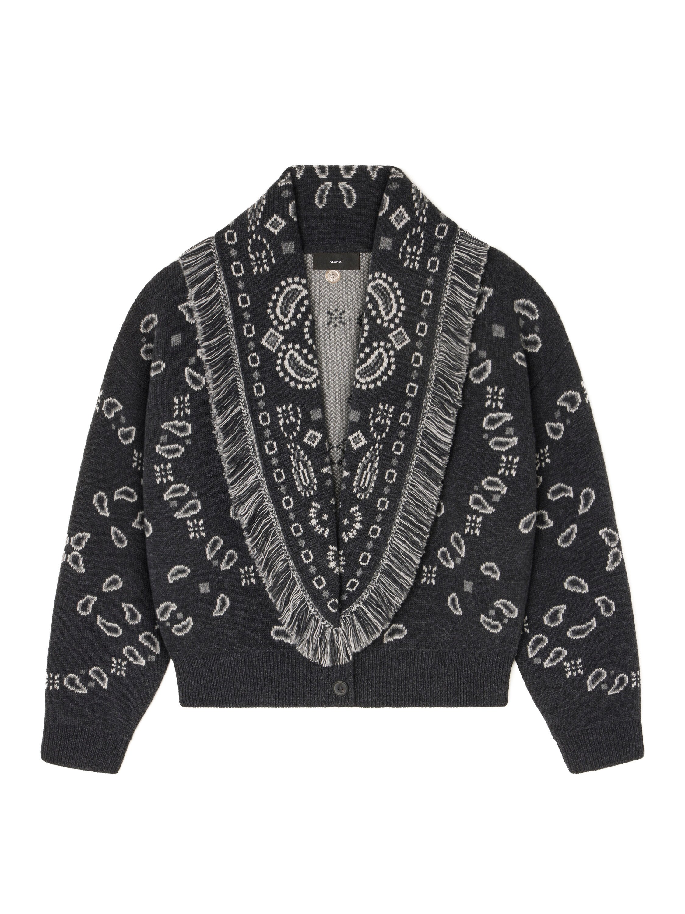 Alanui Bandana Jacquard Cardi-Bomber Charcoal-Multicolor LWHB026E25KNI001