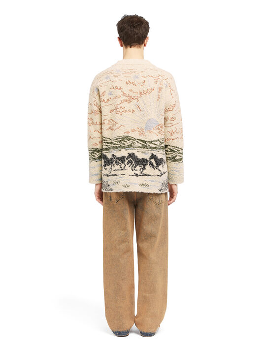 Alanui Sunset Riders Cardigan Ivory-Olive LMHB027E25KNI005