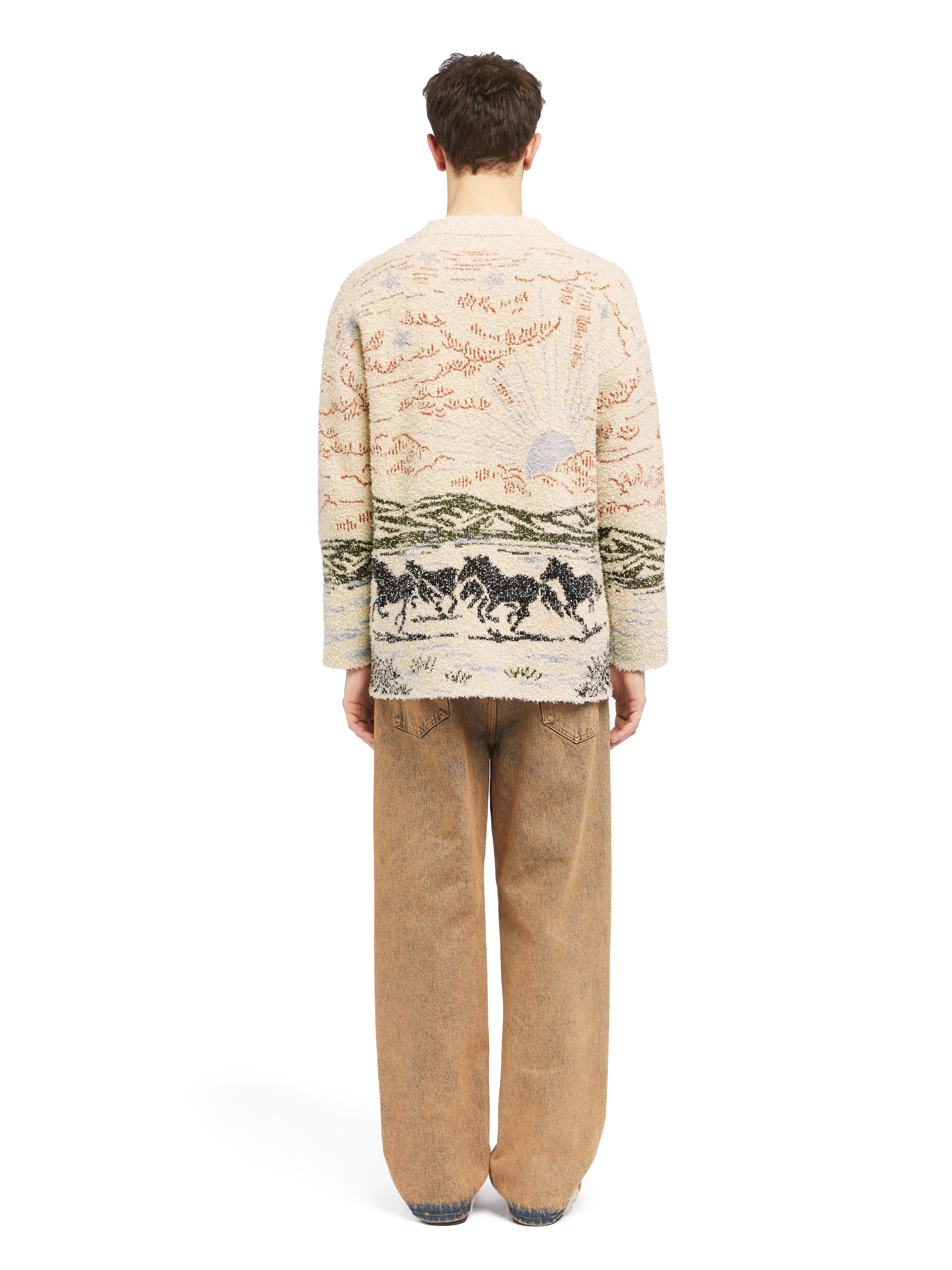 Alanui Sunset Riders Cardigan Ivory-Olive LMHB027E25KNI005