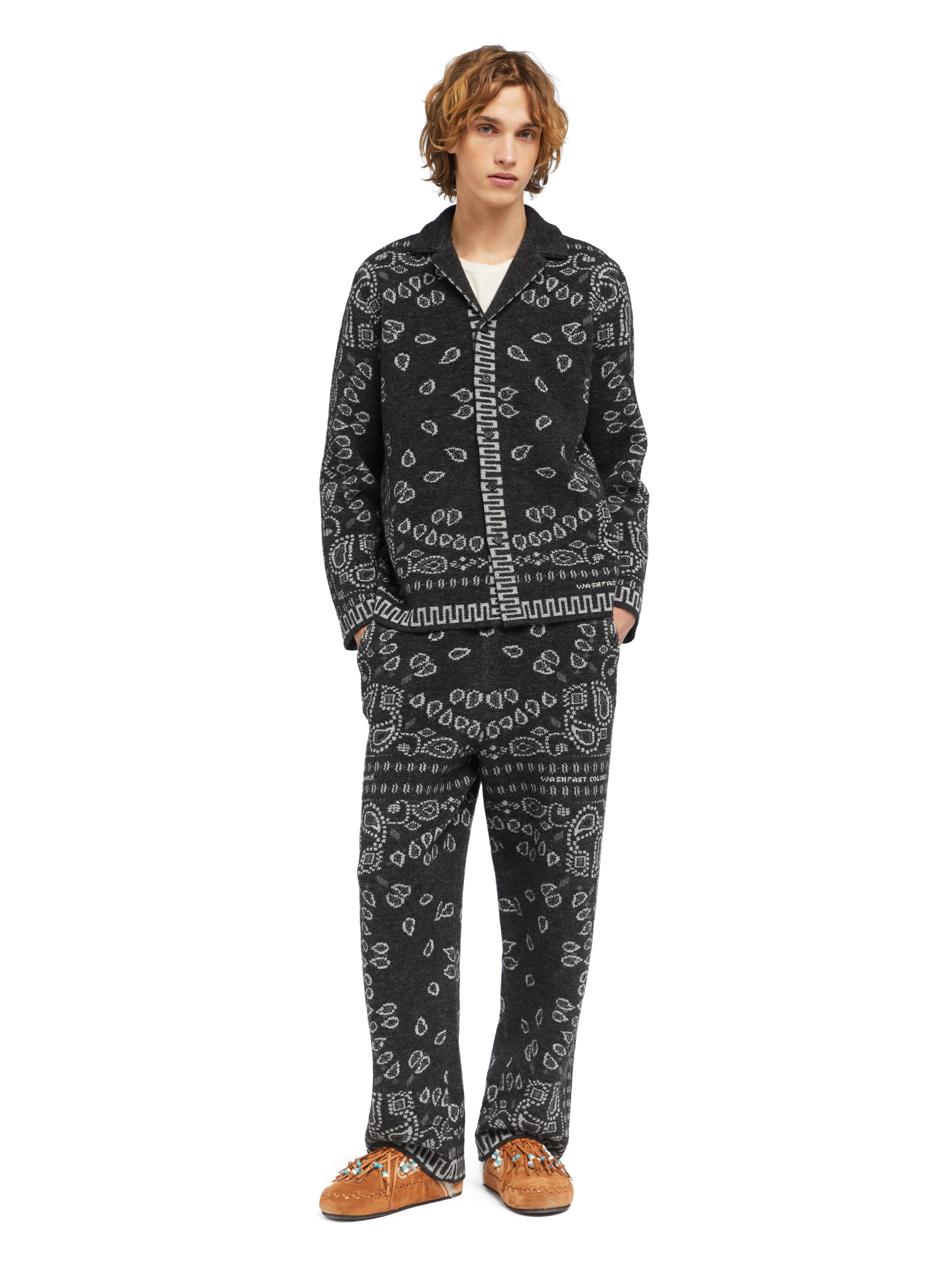 Alanui Bandana Jacquard Pants Charcoal-Multicolor LMHG016E25KNI001
