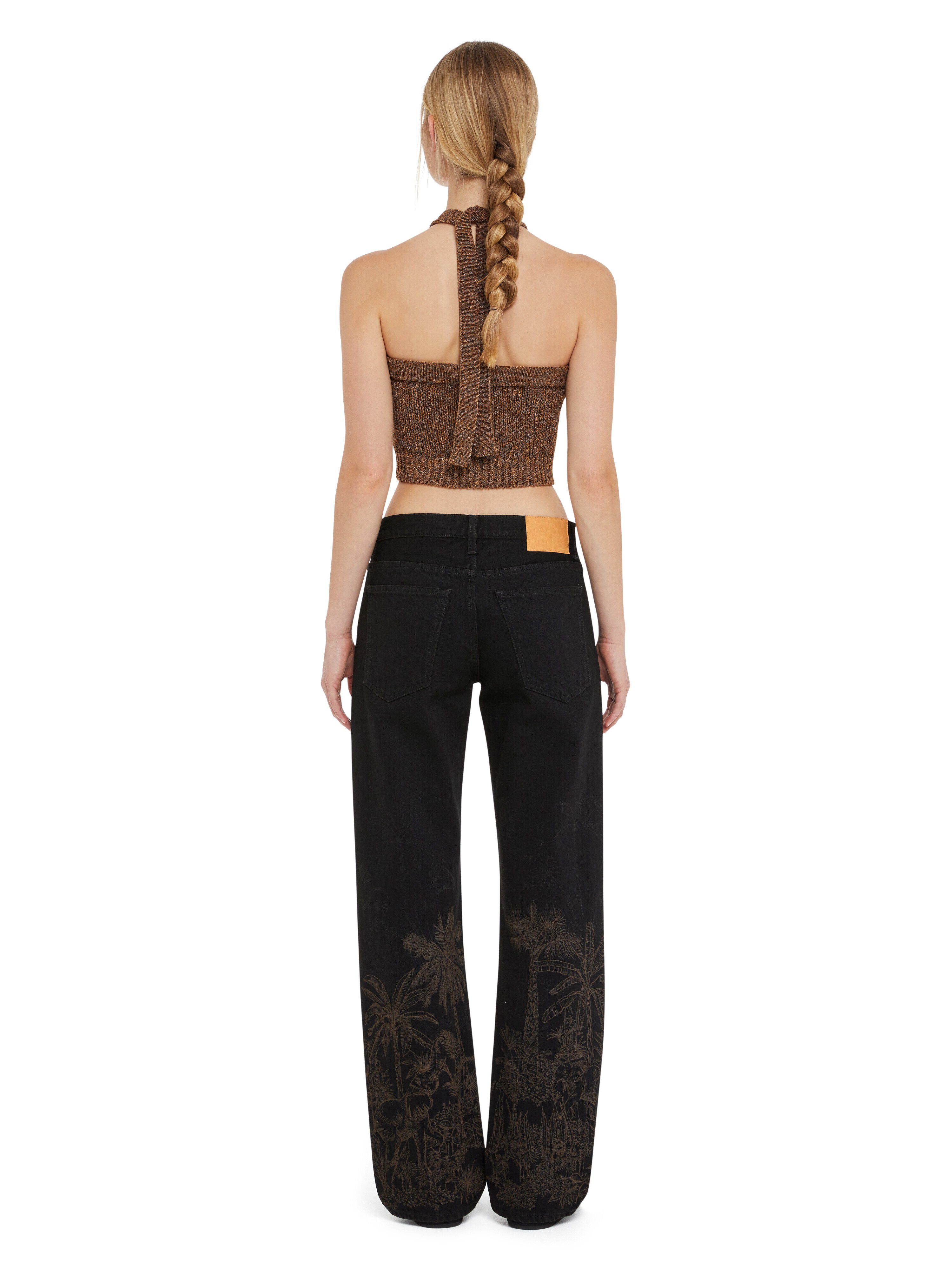 Alanui Jungle Toile De Jouy Denim Pants Black-Almond LWYA019R25DEN002