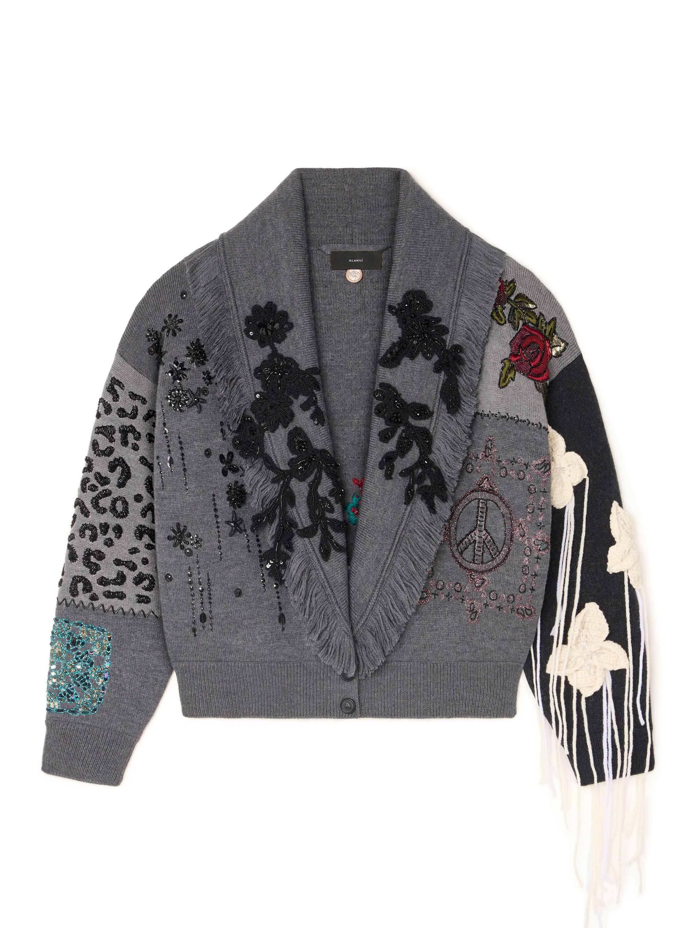 Alanui Midnight In Manhattan Cardi-Bomber Charcoal LWHB026E25KNI003