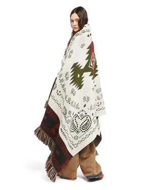 Alanui Bandana Jacquard Blanket Ivory-Olive LWRO002E25KNI001