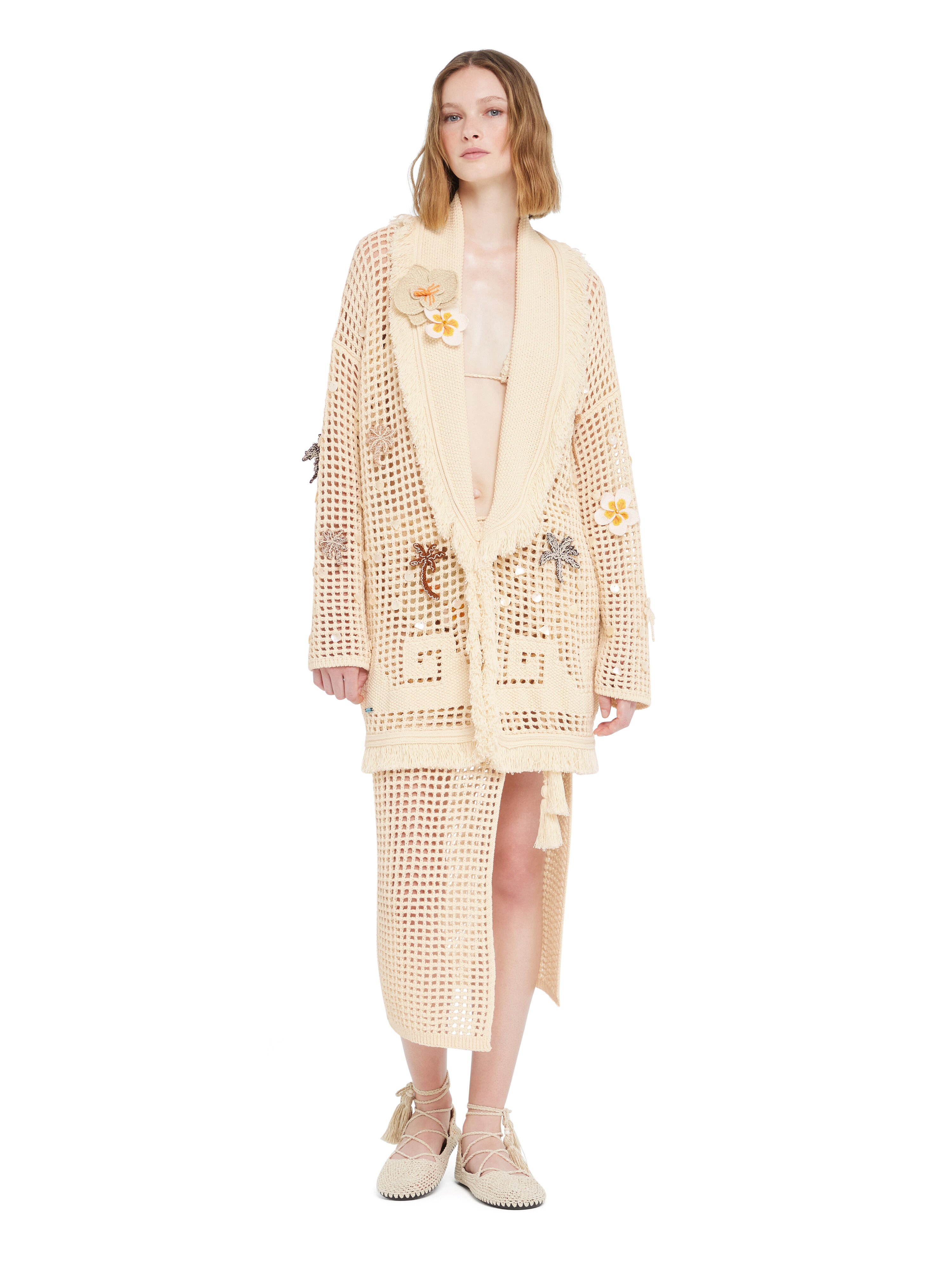 Alanui Where The Waves Begins Cardigan Sand LWHB064R26KNI013 Alanui Where The Waves Begins Cardigan Sand LWHB064R26KNI013