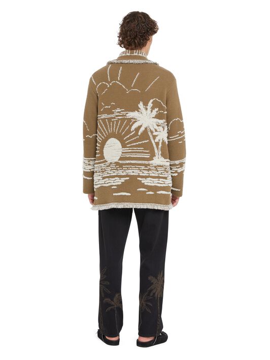 Alanui Beyond The Horizons Cardigan Khaki-White LMHB039R25KNI003