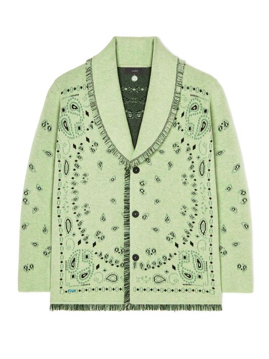 Alanui Bandana Jacquard Cardigan Jade-Multicolor LMHB039R24KNI001