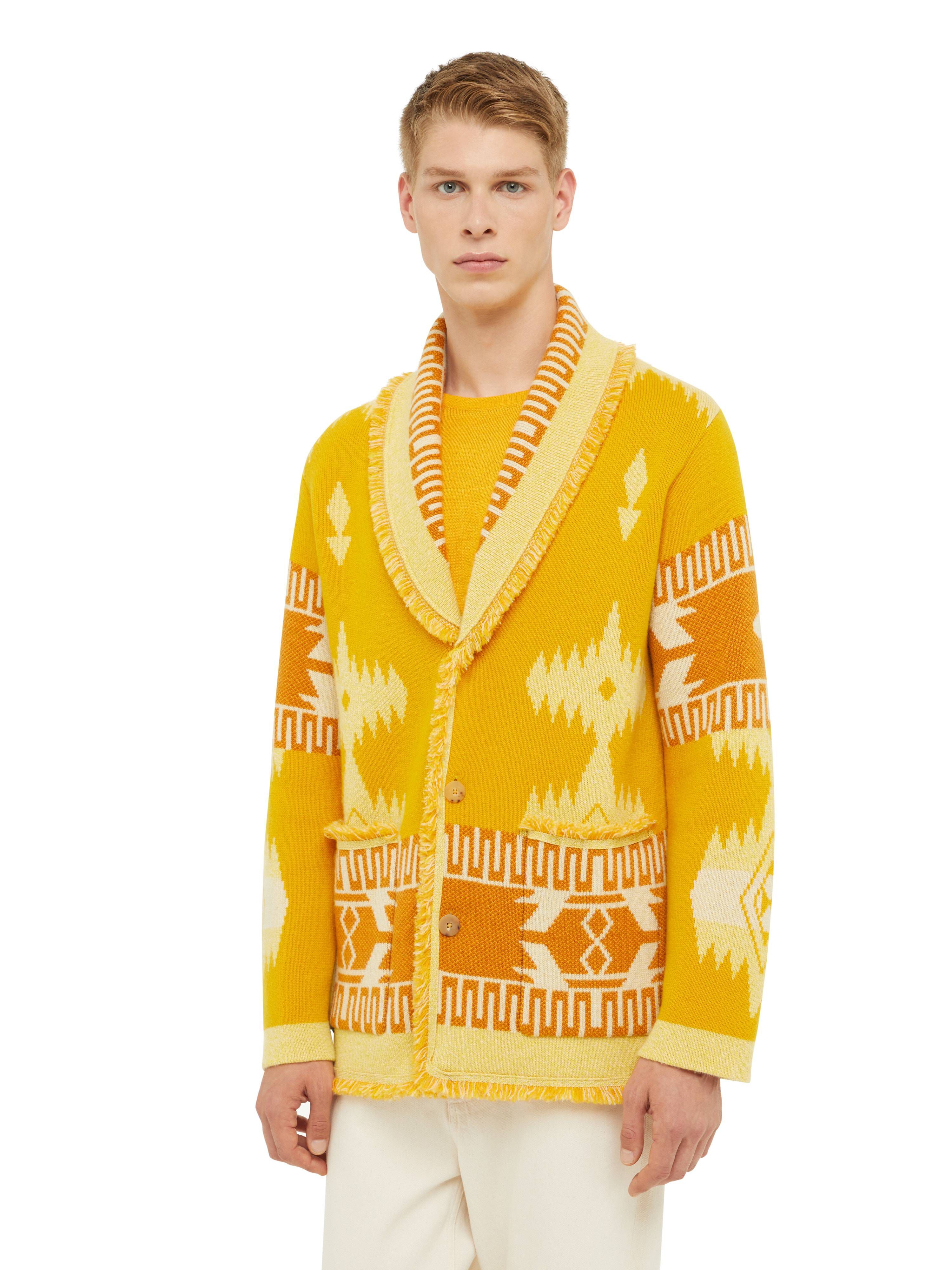 Alanui Icon Jacquard Cardigan Curcuma-Gold LMHB038R24KNI001