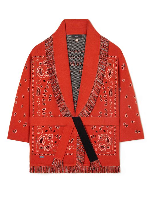 Alanui Bandana Jacquard Cardigan Tiger Lily-Multicolor LWHB064S23KNI006
