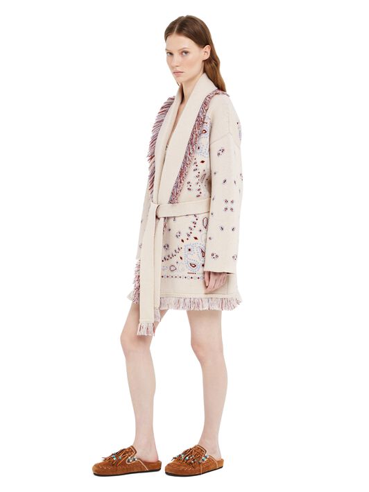 Alanui Bandana Jacquard Cardigan Chalk-Marsala LWHB064R25KNI001