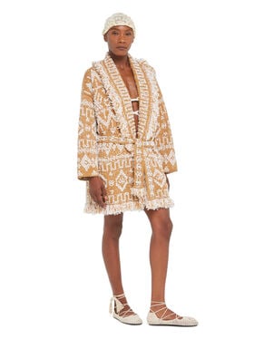 Alanui Send Beat Cardigan Sand-White Pearl