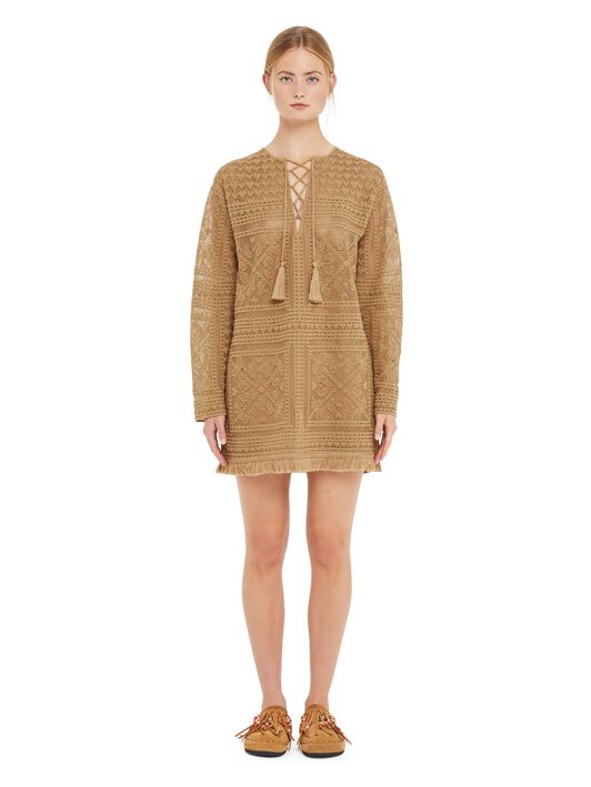 Alanui Kiss By The Book Mini Dress Sand LWHI05CR25KNI001