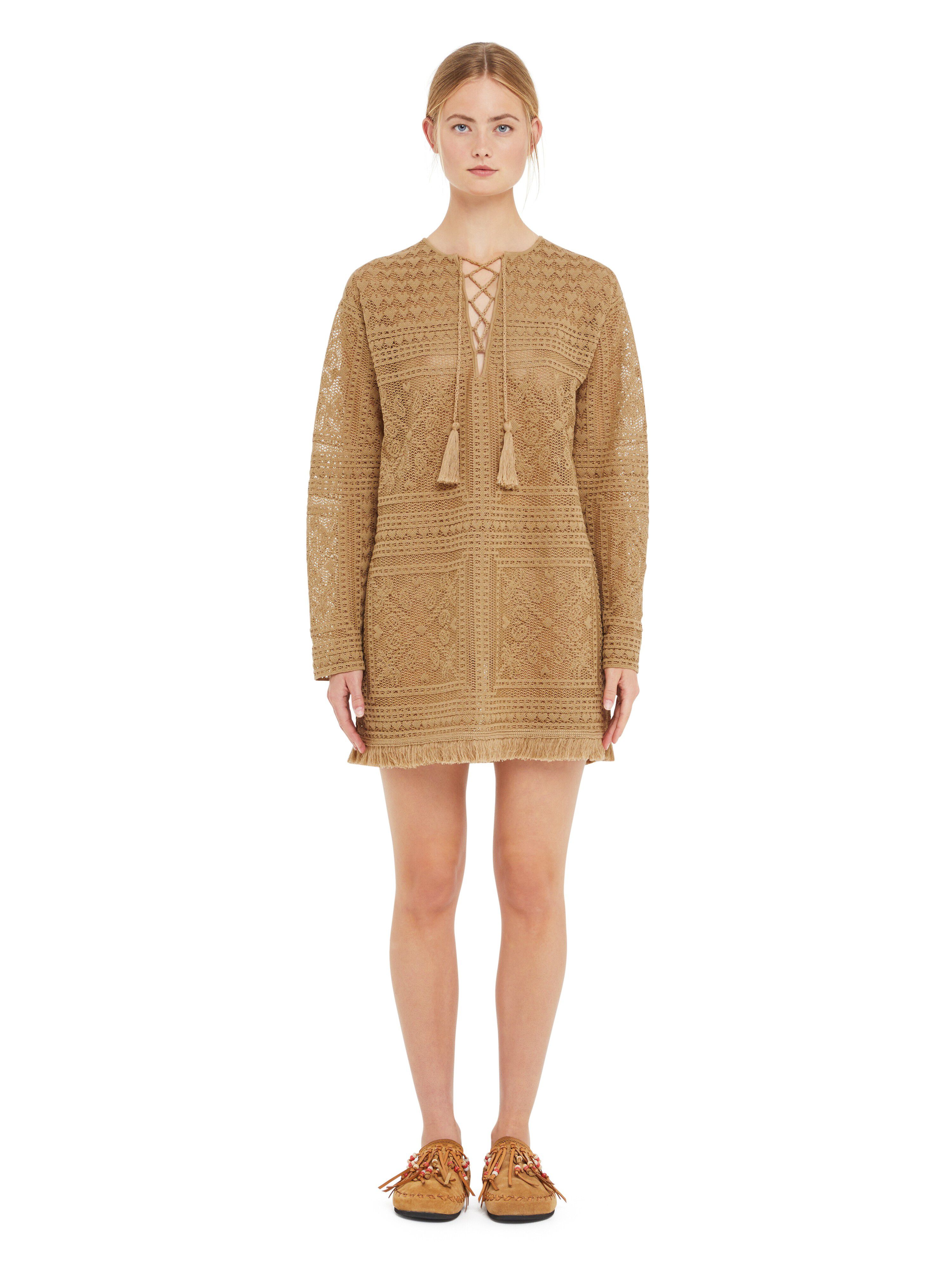 Alanui Kiss By The Book Mini Dress Sand LWHI05CR25KNI001